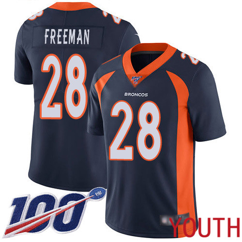 Youth Denver Broncos #28 Royce Freeman Navy Blue Alternate Vapor Untouchable Limited Player 100th Season Football NFL Jersey